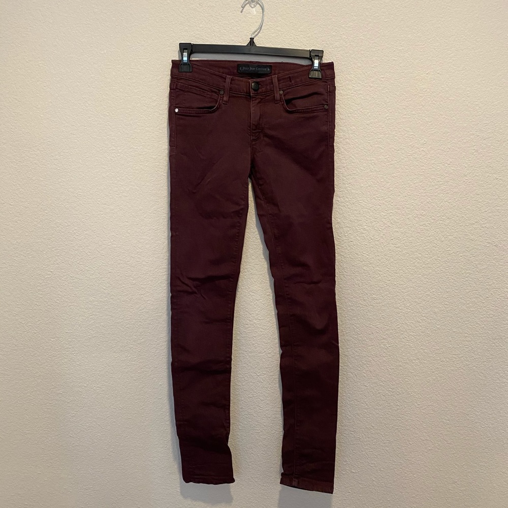 Juicy Couture wine/burgundy skinny cigarette jeans